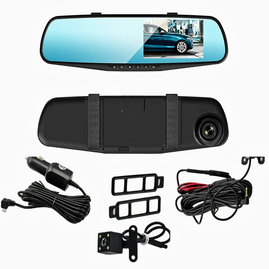 Digital Car Mirror with 2 cam Front & Back - almallexpress.com